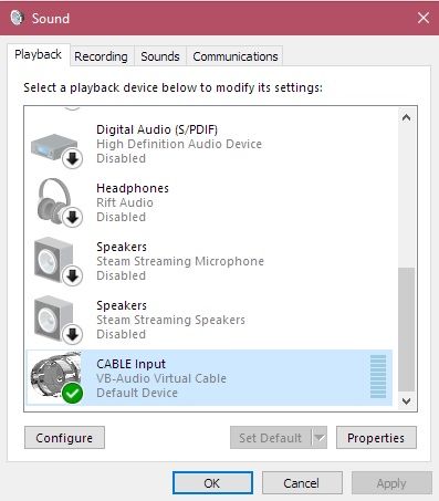 The installed audio device